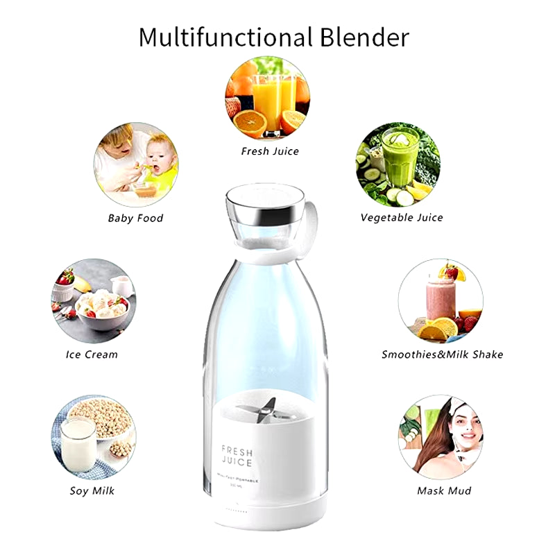 Fresh Juice On-the-Go: 350ml Portable Blender Bottle – Rechargeable & Wireless for Juice Anywhere
