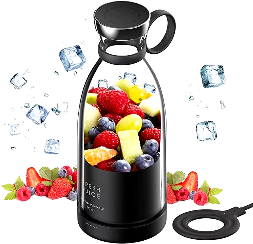 Fresh Juice On-the-Go: 350ml Portable Blender Bottle – Rechargeable & Wireless for Juice Anywhere