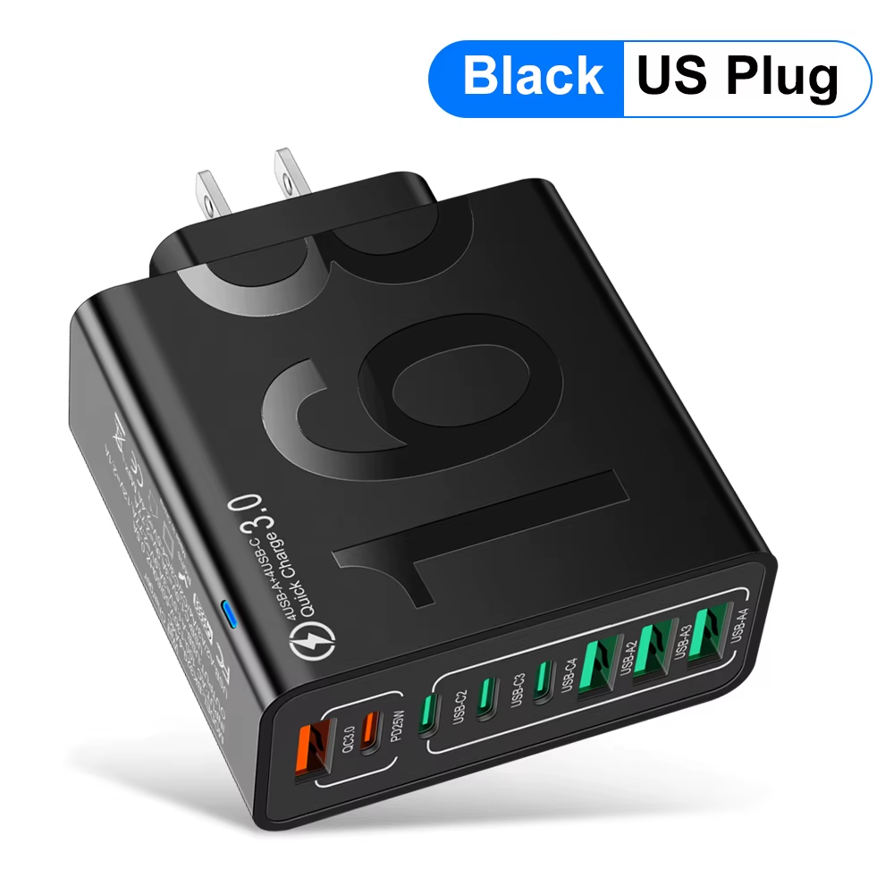 150W 8-Port USB Fast Charger — Multi-Port Fast Charger for iPhone, Samsung, Universal Compatibility Portable USB Fast Charger Adapter for Home, Office, Travel