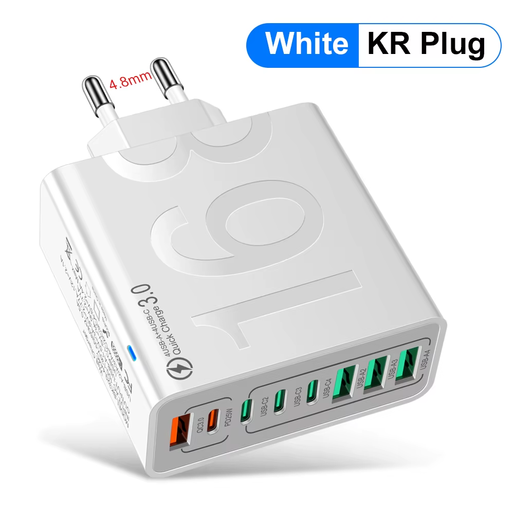 150W 8-Port USB Fast Charger — Multi-Port Fast Charger for iPhone, Samsung, Universal Compatibility Portable USB Fast Charger Adapter for Home, Office, Travel