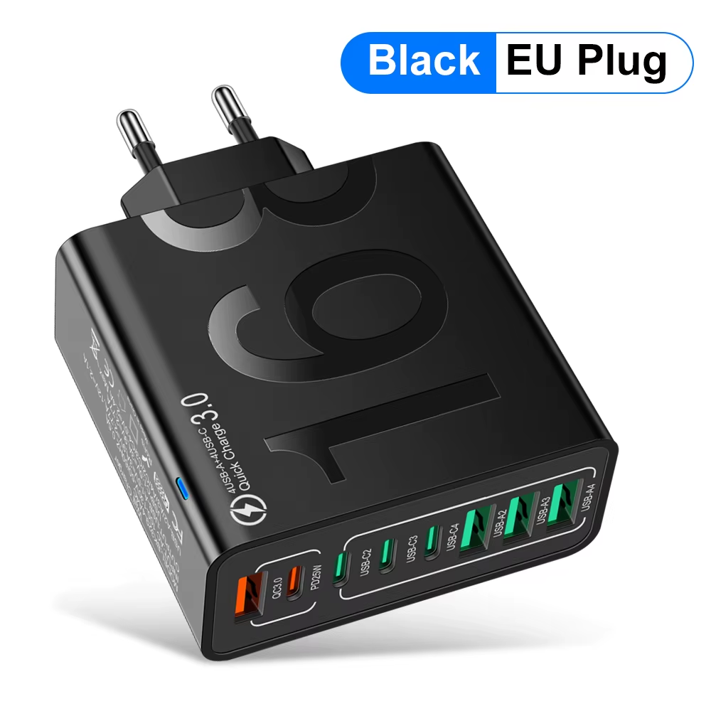 150W 8-Port USB Fast Charger — Multi-Port Fast Charger for iPhone, Samsung, Universal Compatibility Portable USB Fast Charger Adapter for Home, Office, Travel
