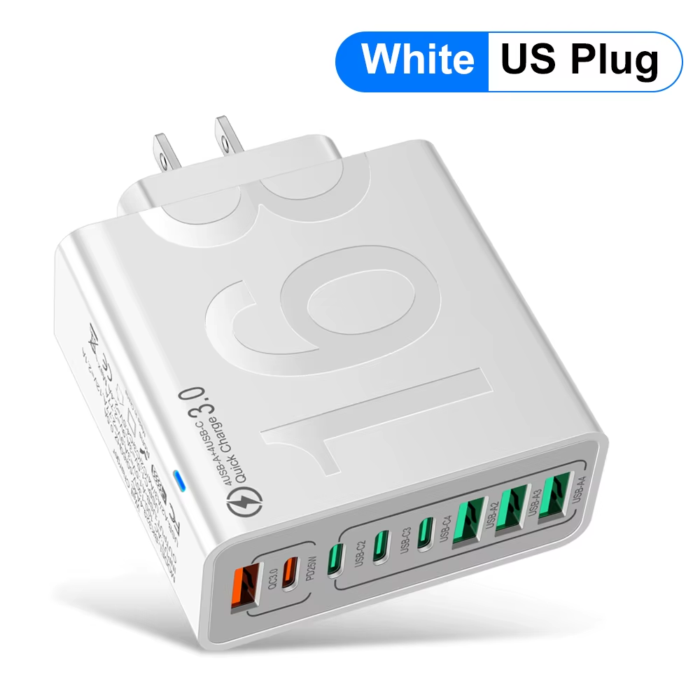 150W 8-Port USB Fast Charger — Multi-Port Fast Charger for iPhone, Samsung, Universal Compatibility Portable USB Fast Charger Adapter for Home, Office, Travel