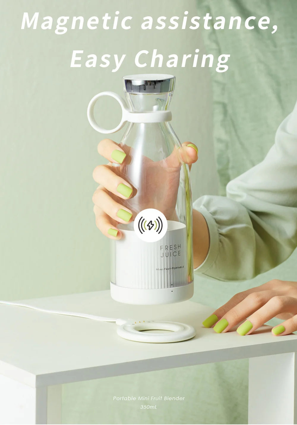 Fresh Juice On-the-Go: 350ml Portable Blender Bottle – Rechargeable & Wireless for Juice Anywhere