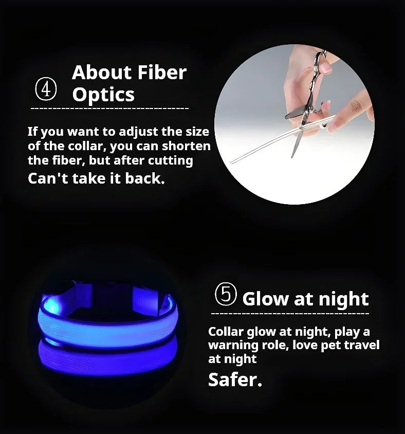 Set of 2 Night Visibility USB-Charged Collar for Pets