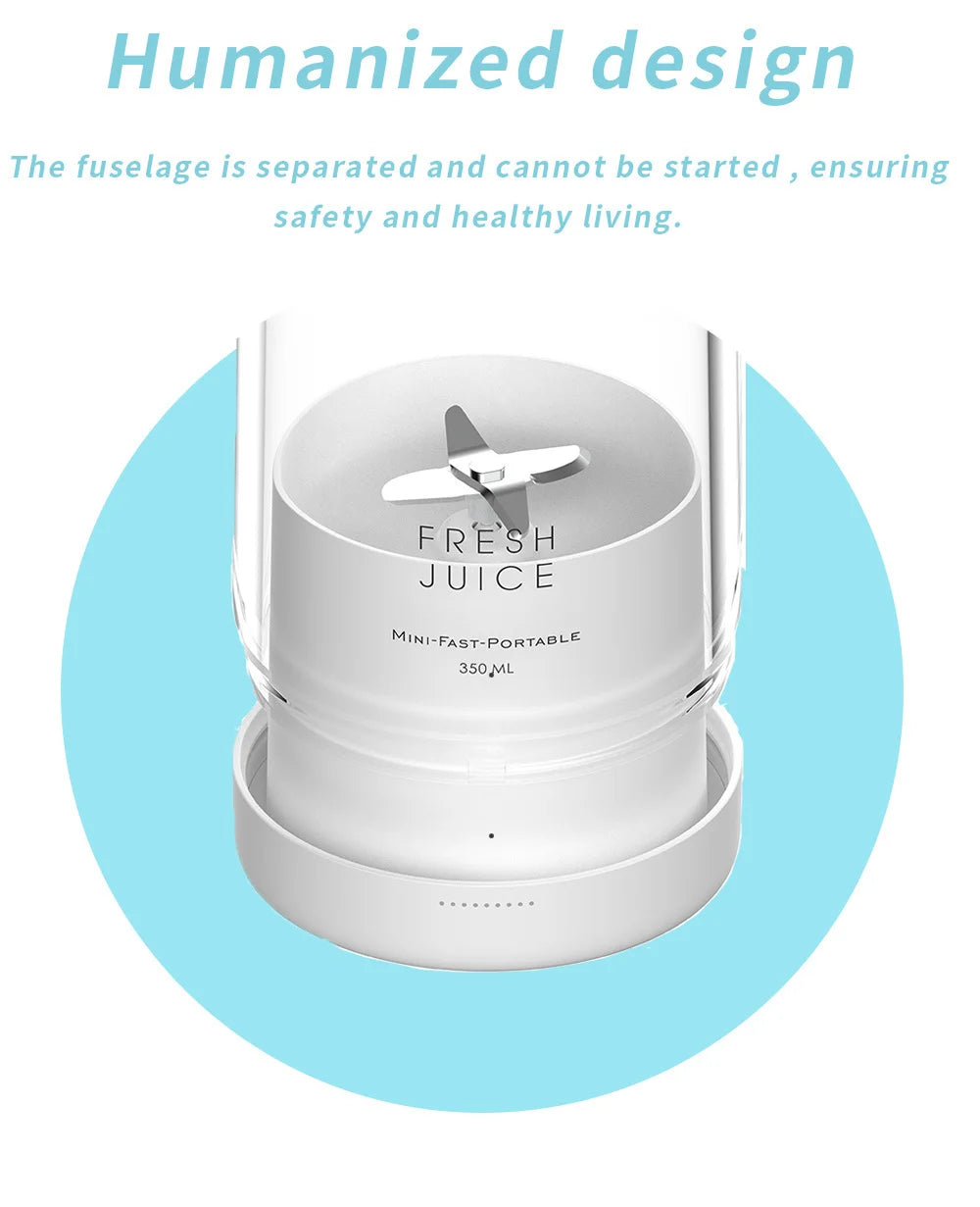 Fresh Juice On-the-Go: 350ml Portable Blender Bottle – Rechargeable & Wireless for Juice Anywhere