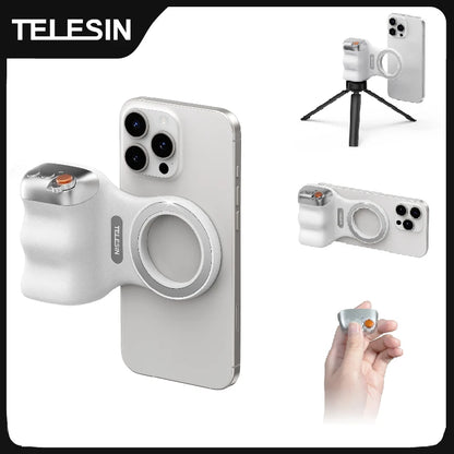 TELESIN Magnetic Phone Camera Shoot Hand Grip | Bluetooth Remote Control Handle | for iPhone, Samsung, Huawei, Xiaomi
