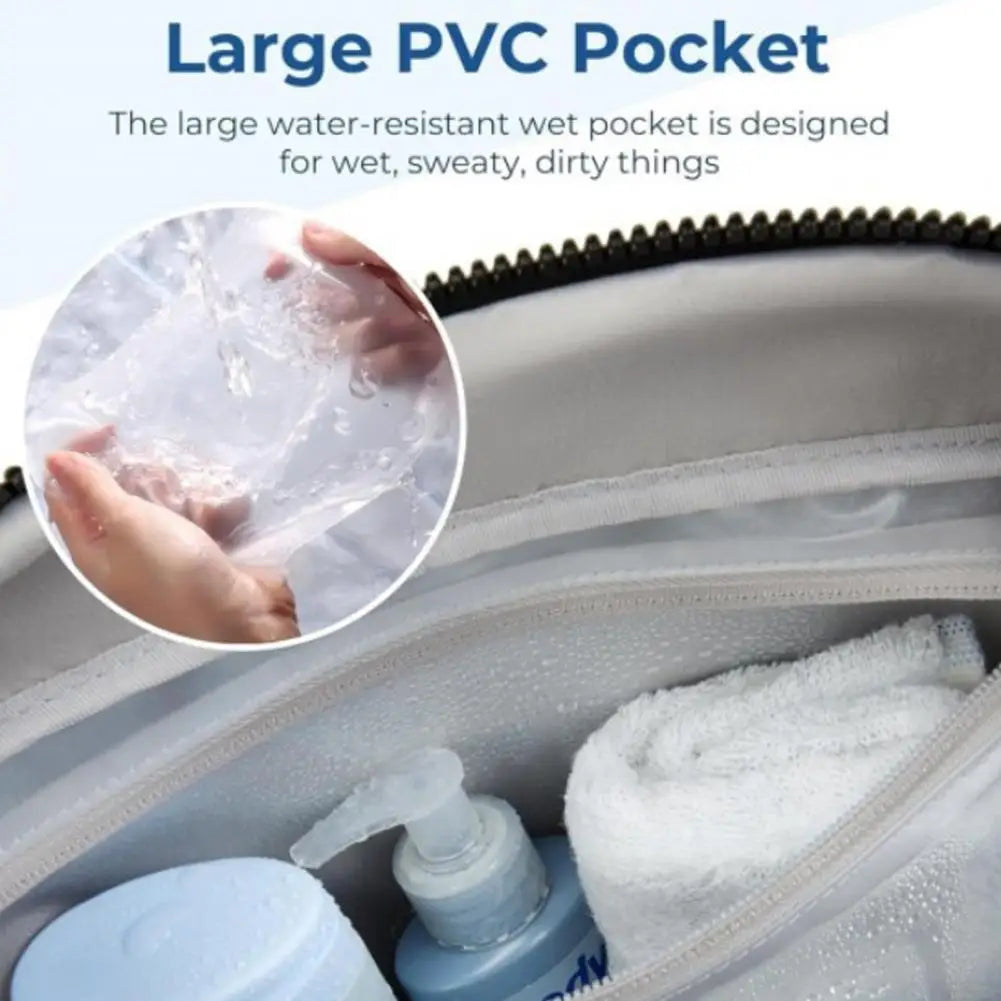 Travel & Gym Handbag – Waterproof PVC Wet/Dry Pocket + 5 Exterior Compartments for Organized On-the-Go Storage