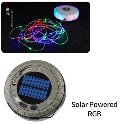 Christmas LED String Lights & Camping Lantern – Rechargeable Outdoor Tent Light with Hook, 10M Waterproof XTE Flashlight for Holiday Decor & Travel Gear