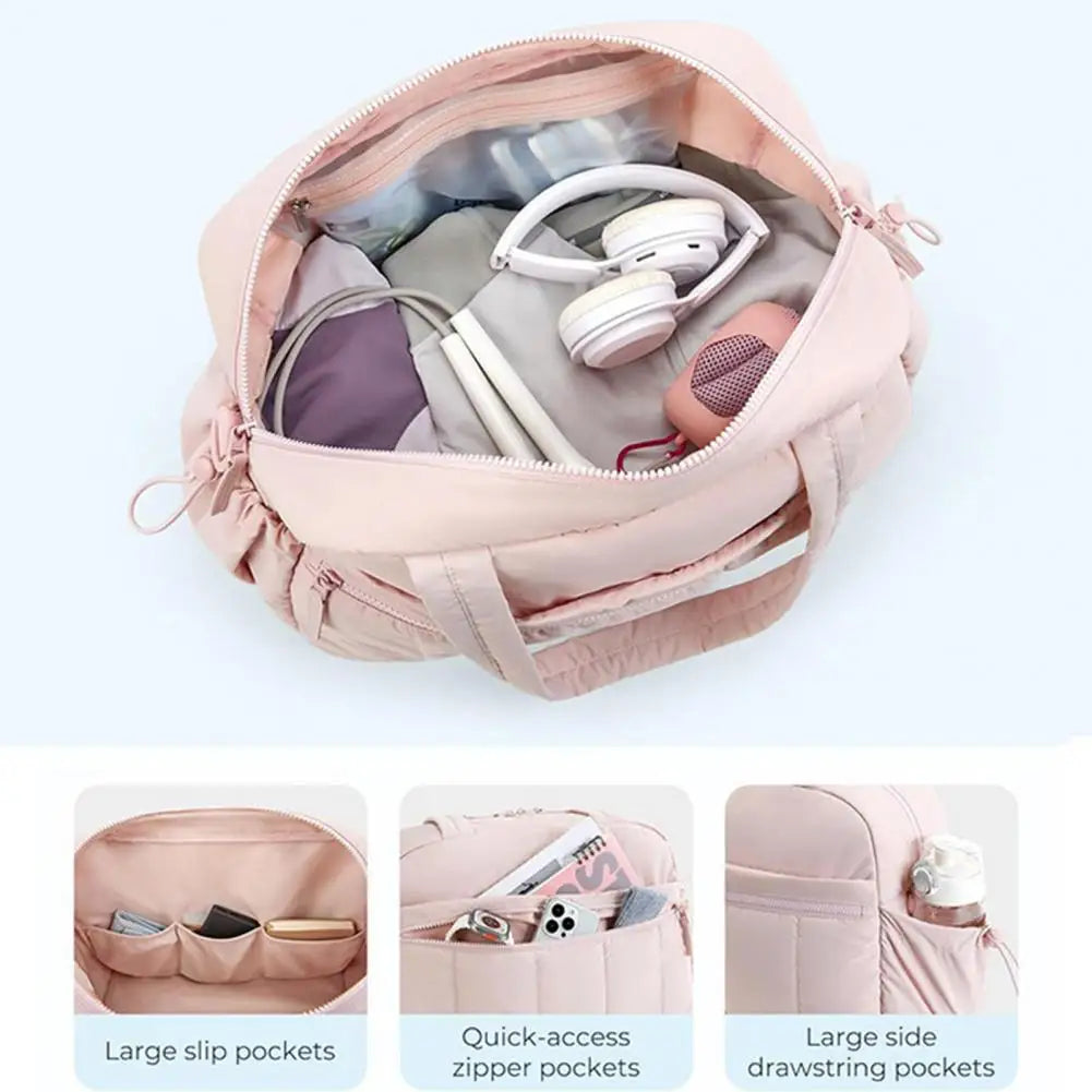 Travel & Gym Handbag – Waterproof PVC Wet/Dry Pocket + 5 Exterior Compartments for Organized On-the-Go Storage