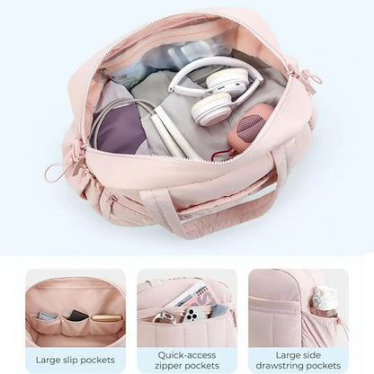 Travel & Gym Handbag – Waterproof PVC Wet/Dry Pocket + 5 Exterior Compartments for Organized On-the-Go Storage