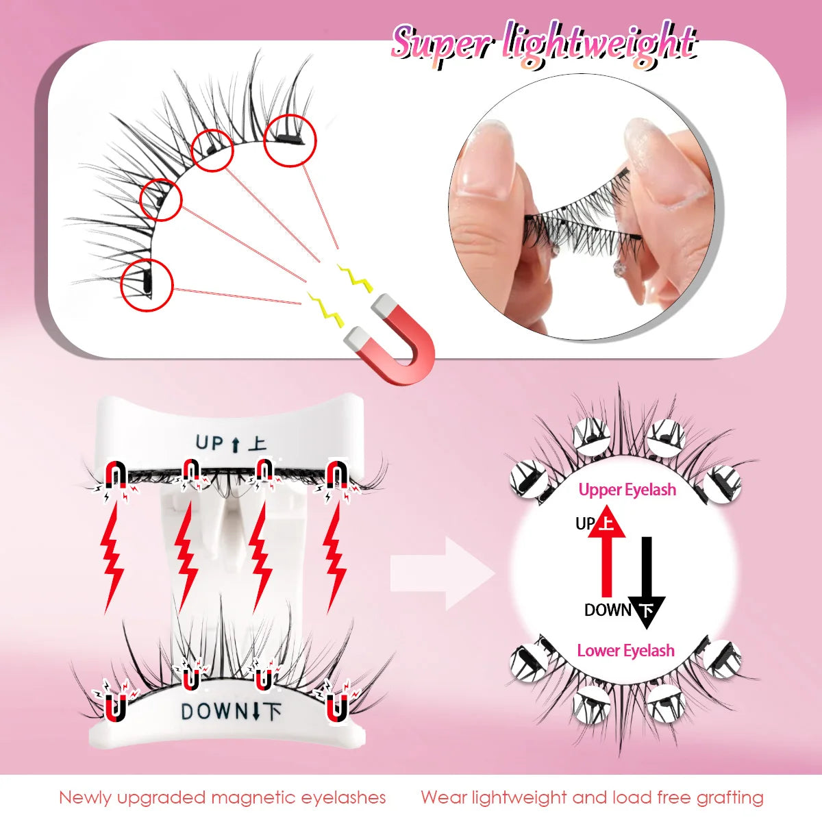 Magnetic Natural Eyelashes with Tweezers Tool