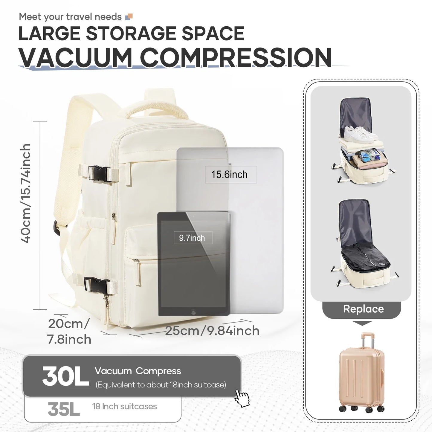 Air Vacuum Compression Travel Backpack