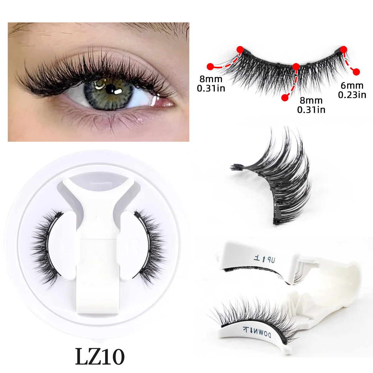 Magnetic Natural Eyelashes with Tweezers Tool