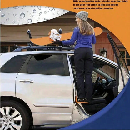 Universal Folding Car Door Step with Safety Hammer – Roof Access for SUVs, Trucks & More