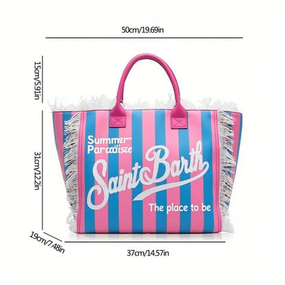 Luxury Canvas Tassel Shoulder Bag – Spacious, Stylish & Elegant Everyday Tote for Women