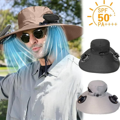Solar - USB Fan Cooling Bucket Hat