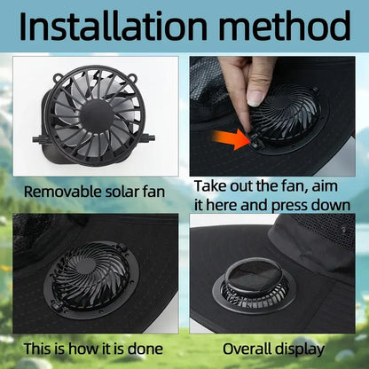 Solar - USB Fan Cooling Bucket Hat