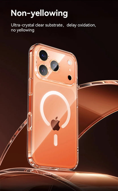 Crystal Clear MagSafe Compatible Case for iPhone 15/16/17 Series – Military-Grade Shockproof, Anti-Yellow, Washable, Non-Slip, Anti-Drop Protection