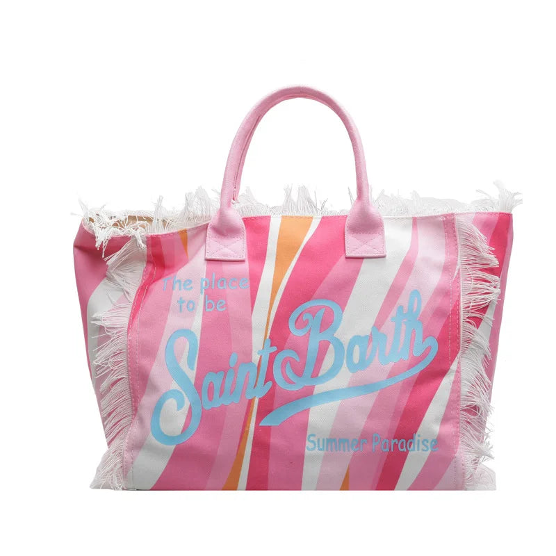 Luxury Canvas Tassel Shoulder Bag – Spacious, Stylish & Elegant Everyday Tote for Women