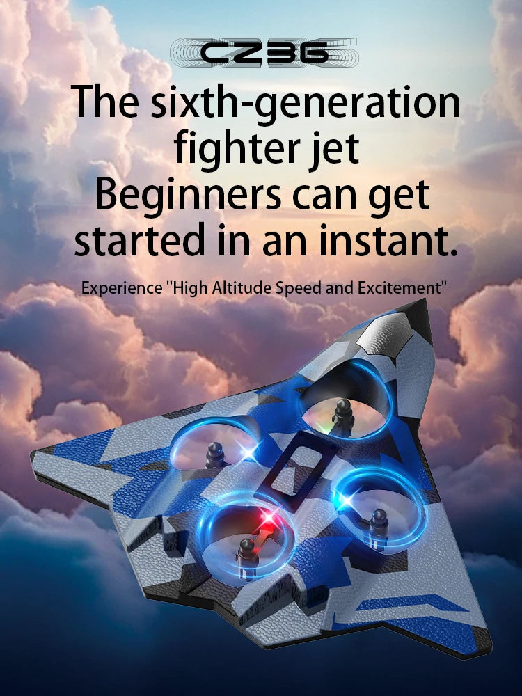 Black Friday Sale!!! BUY 2 GET 1 FREE 360° Indestructible Fighter Jet Toy – LED Lights, One-Key Takeoff, 4-Fan Power, Top Gift for Kids