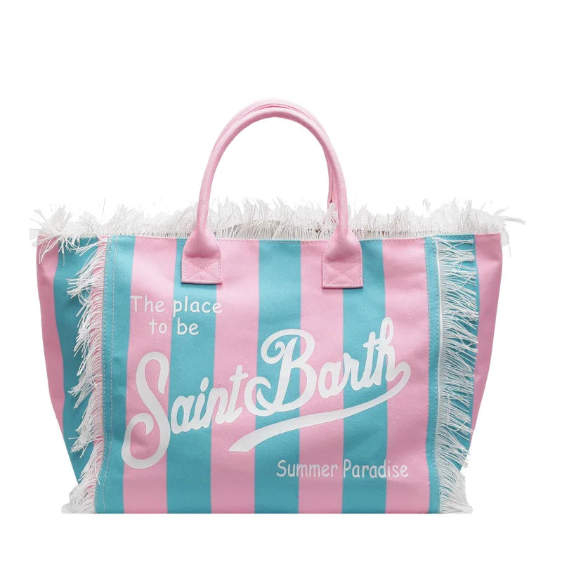 Luxury Canvas Tassel Shoulder Bag – Spacious, Stylish & Elegant Everyday Tote for Women