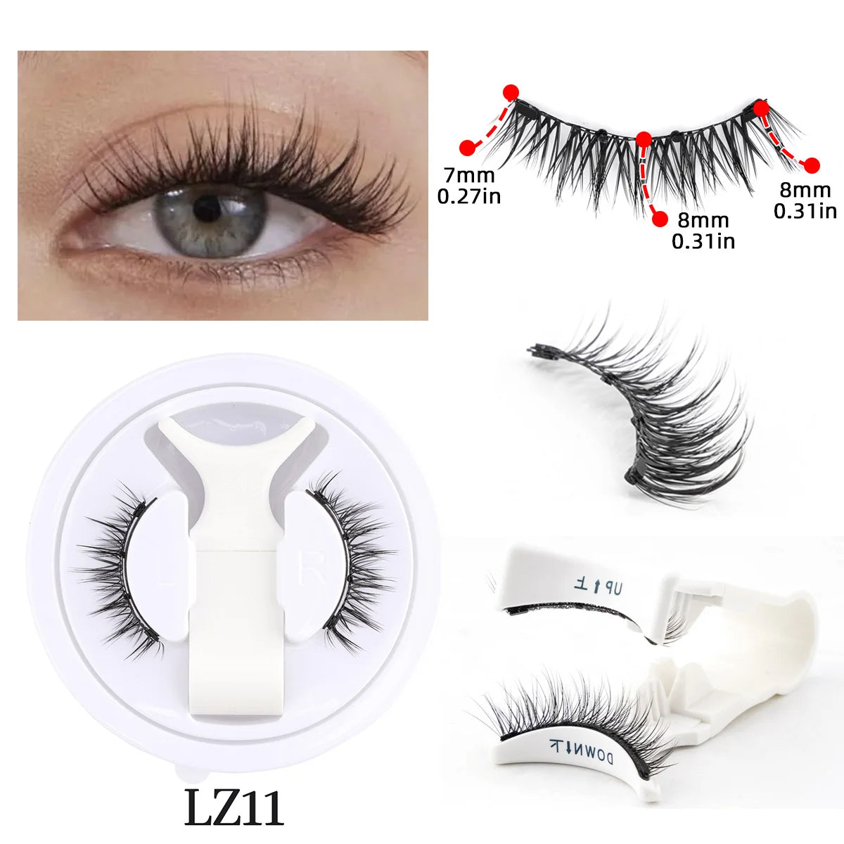 Magnetic Natural Eyelashes with Tweezers Tool