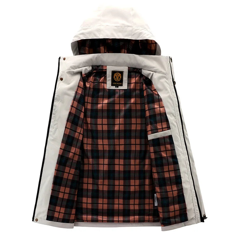 Men Water Resistant Hooded Coat