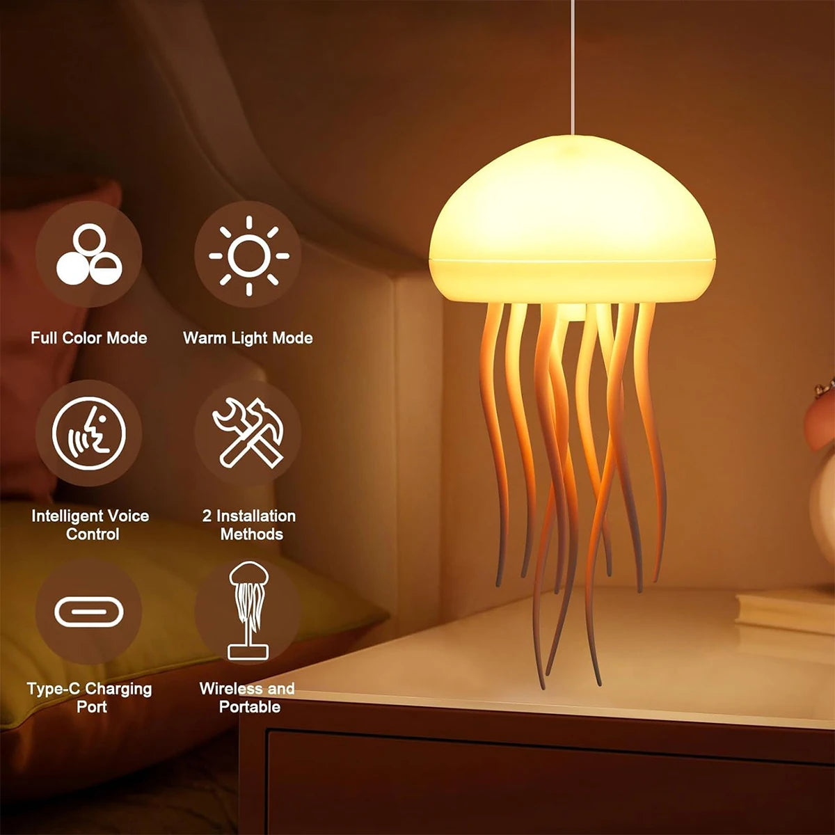 Voice Controlled Jellyfish LED Ambient Lamp