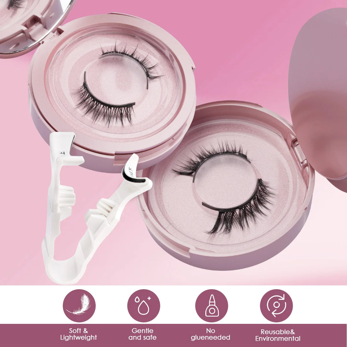Magnetic Natural Eyelashes with Tweezers Tool