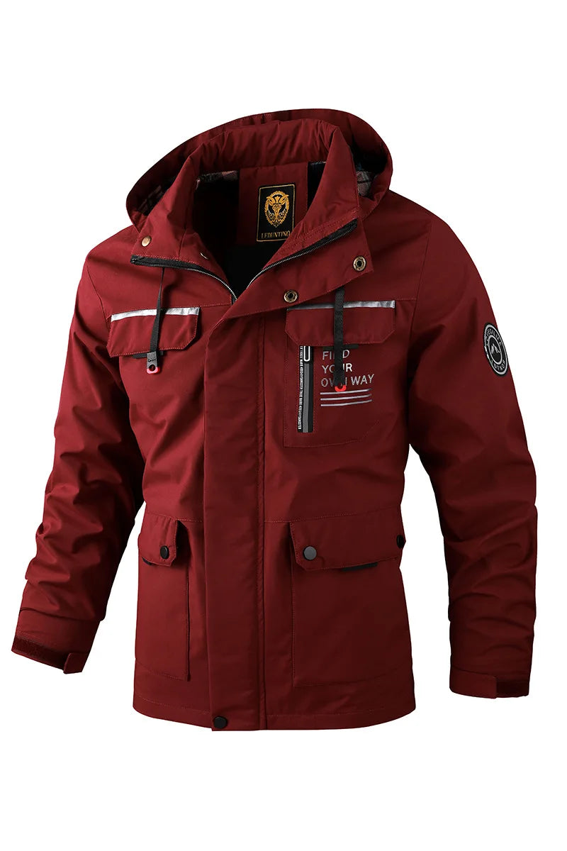 Men Water Resistant Hooded Coat