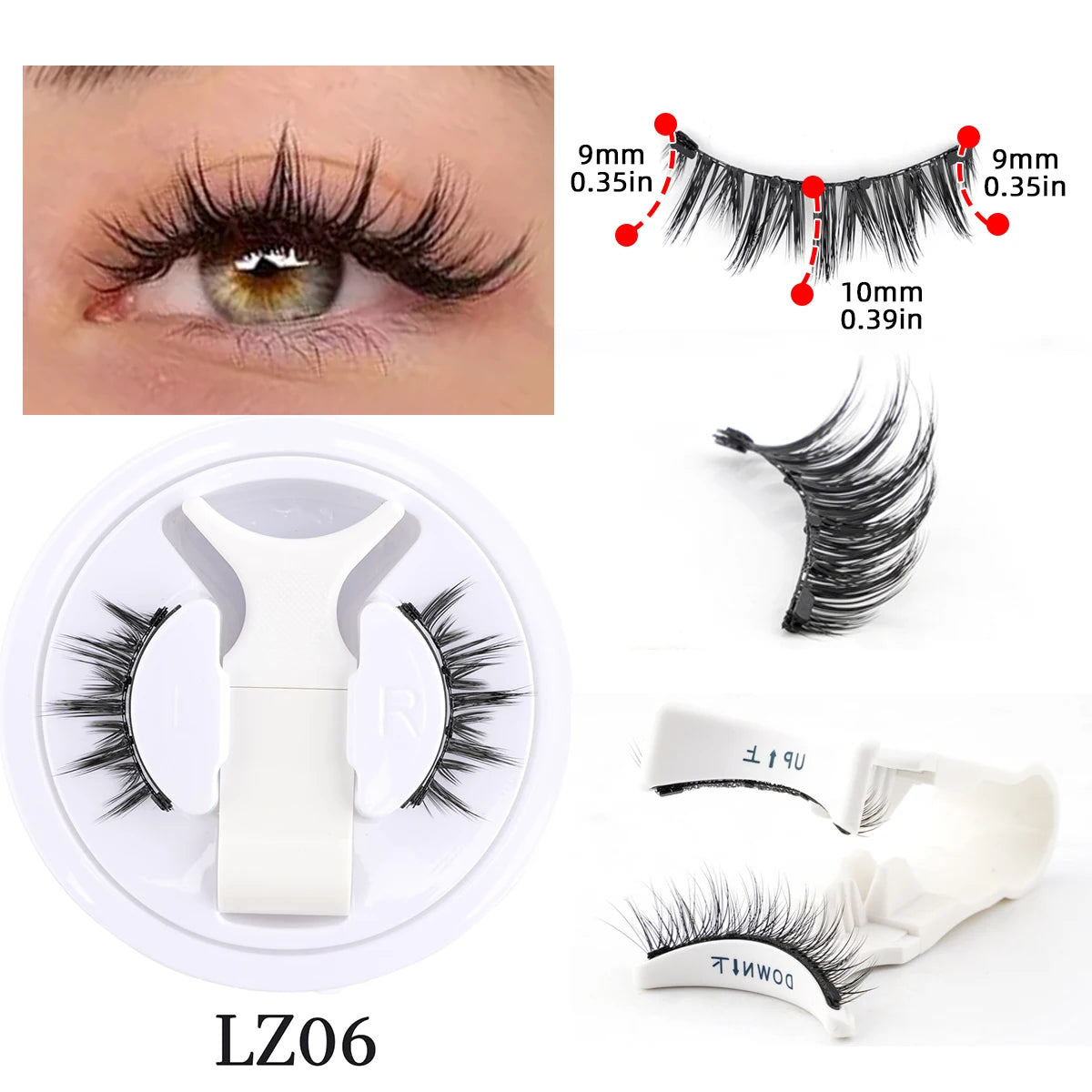 Magnetic Natural Eyelashes with Tweezers Tool
