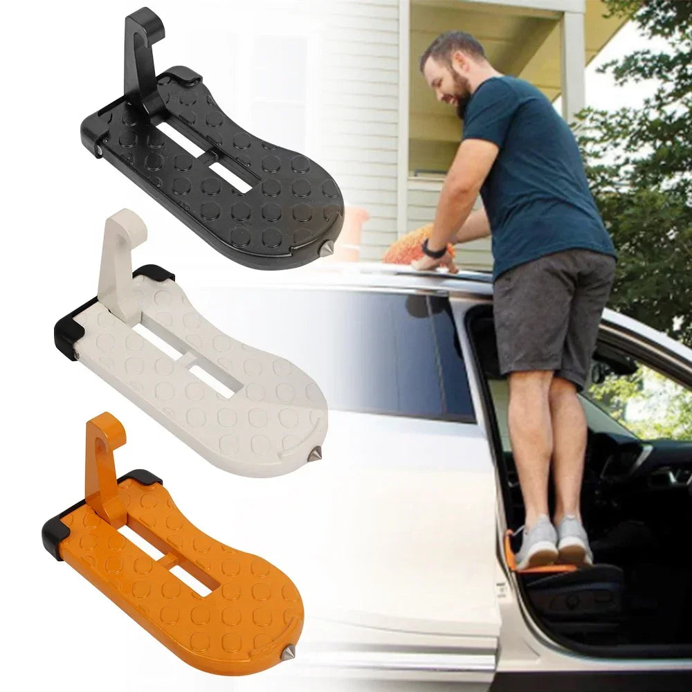 Universal Folding Car Door Step with Safety Hammer – Roof Access for SUVs, Trucks & More
