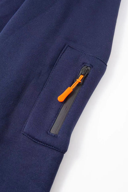 Men's Fleece Sportswear Set – Autumn/Winter Casual Zip-Up Hoodie & Multi-Pocket Jogger Pants