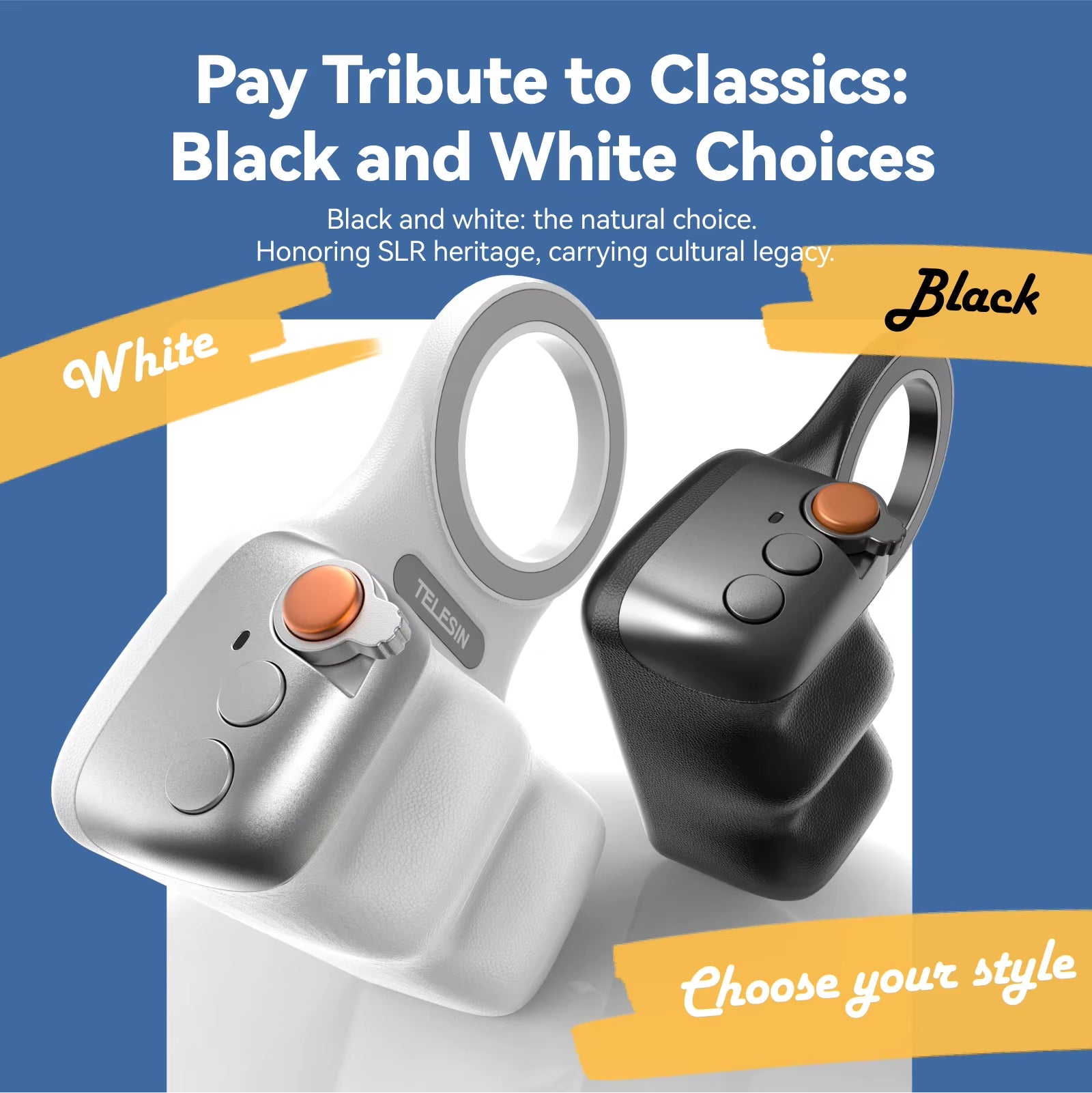 TELESIN Magnetic Phone Camera Shoot Hand Grip | Bluetooth Remote Control Handle | for iPhone, Samsung, Huawei, Xiaomi