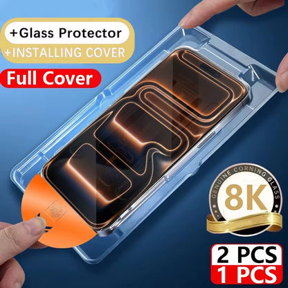 8K Dust-Free Screen Protector for iPhone 17 series – Full Cover, Oleophobic Coating, Anti-Fingerprint, HD Clarity 2 Pack