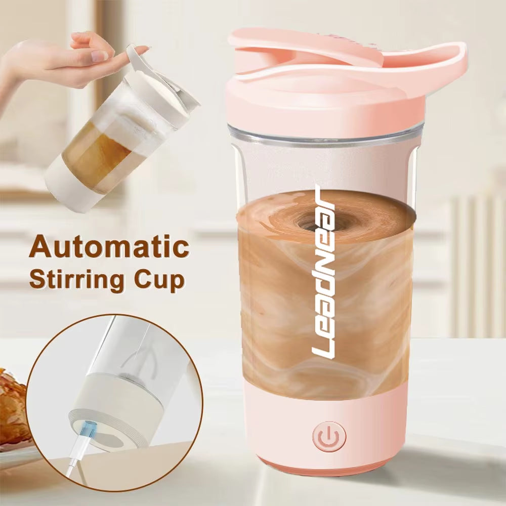 USB Rechargeable Self-Stirring Shaker Cup – Portable Mixer for Protein & Meal Replacement Shakes, Leakproof & Travel-Friendly